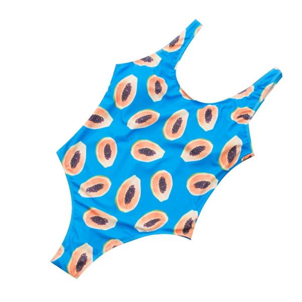 Scoop Neck Halter Top With Fruit One- Piece Swimsuit Women