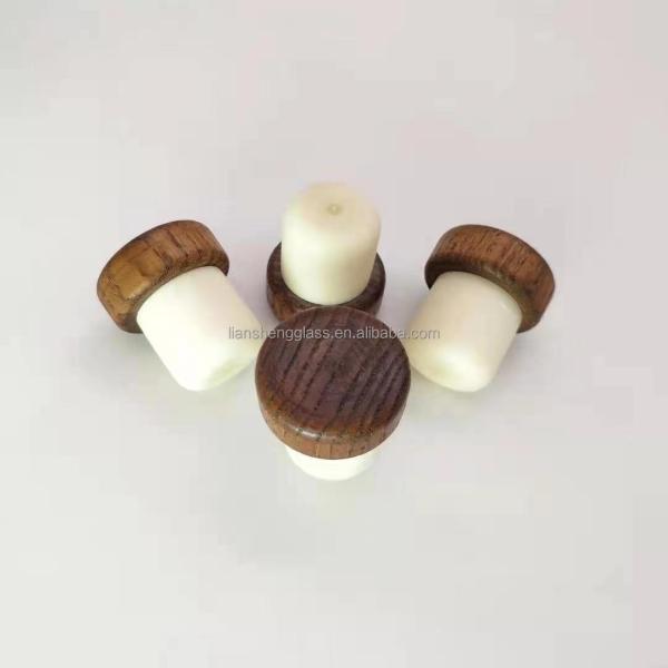 Non Spill Sealing Plug Cap Synthetic Cork Wooden Top Aluminum Metal Wine Bottle Cork