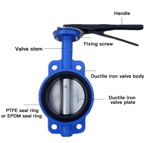 2 Inch Butterfly Valve Handle Wafer Type Cast Iron Manual Butterfly Valve