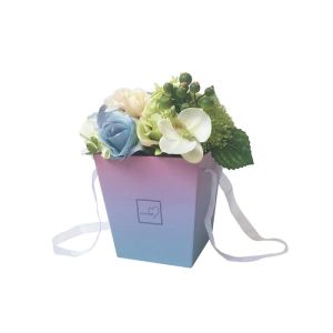 Durable Round Tube Cardboard Flower Boxes Paper Material Customized With Handle