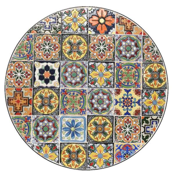 AJUNION 3pcs Outdoor Bistro Metal Table Chair Set Antique Mosaic Ceramic for Garden