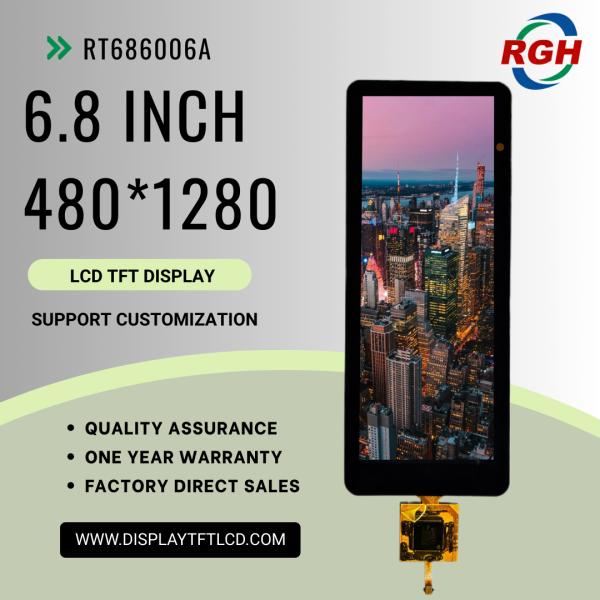 6.8" 480×1280 TFT Display Module With 650 Cd/M² Brightness , Wide Viewing Angle