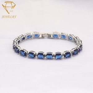 Oval Crystal Diamond Women's Bracelets 6.7 Inches AAA Cubic Zirconia