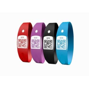 Quality Latex Free Custom Silicone Bracelets / SOS Medical ID Bracelet With Unique QR Code for sale