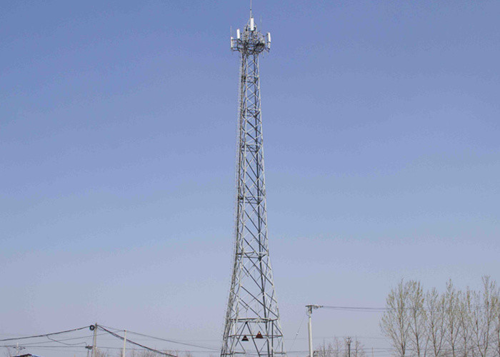 100M Communication Network Angle Steel Telecommunication Tower , HDG Self