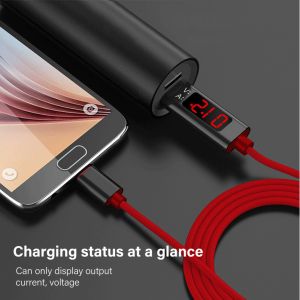 2.4A Type C mobile phone nylon data cable,1.2M Voltage and current intelligent display data cable for Apple, Android ,