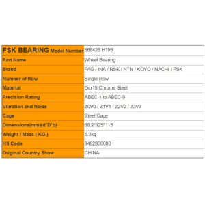 Truck Wheel Hub Bearing 566426.H195/581079/20967831 Professional Aautomobile