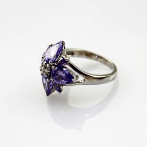 925 Silver Amethyst Cubic Zircon Women Ring ( R211)
