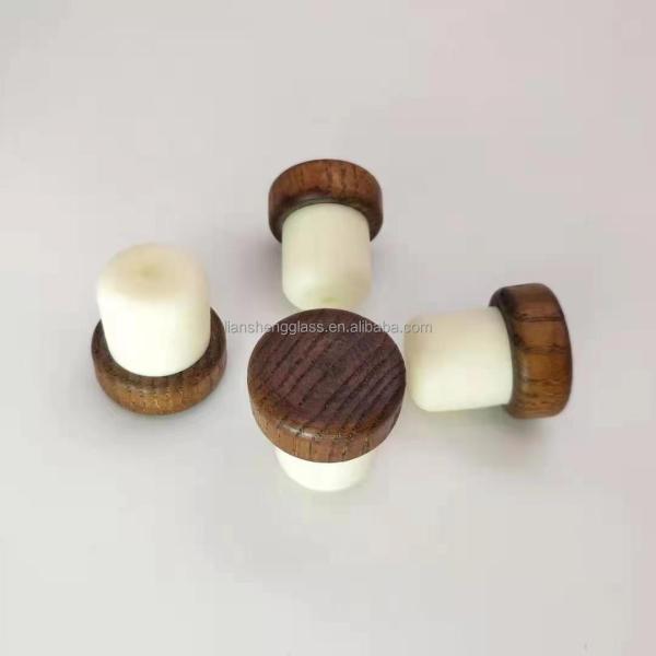 Non Spill Sealing Plug Cap Synthetic Cork Wooden Top Aluminum Metal Wine Bottle Cork