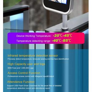 Multi Function Facial Recognition Access Control Attendance Machine Temp