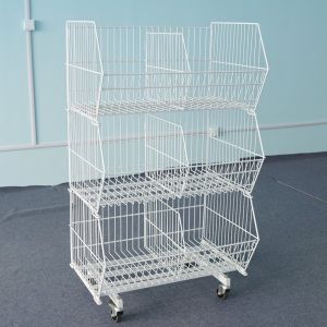 Multi Layers Shelf Fittings Wire Mesh Collapsible Metal Stackable Baskets