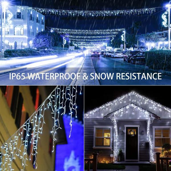 Remote 200 LED Solar Icicle Lights 5V Cold White Cascading Icicle Christmas Lights