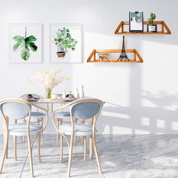 Floating Corner Bamboo Bathroom Wall Shelf Storage Customized