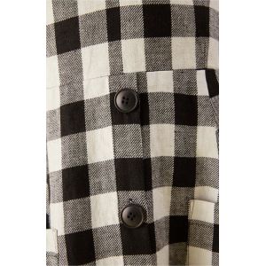 Black and white checked off shoulder dress