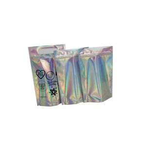 Cosmetic Printing Zipper Cosmetic Bags Plastic Mylar Hologram Foil Packaging