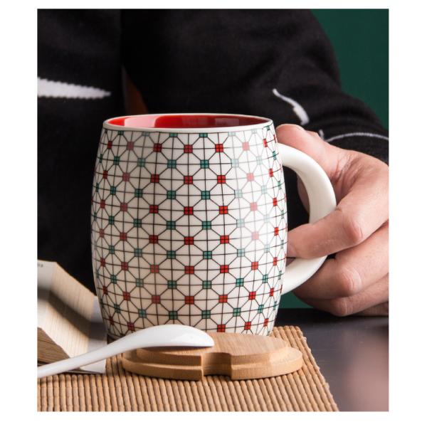 red blue polychrome printed coffee mugs wholesale engrave personalized custom logo plain white coffee cheap ceramic mug