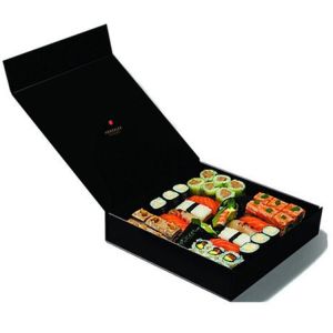 Quality Magnetic Folding Closure Sushi Takeaway Box Custom Logo Food Grade for sale