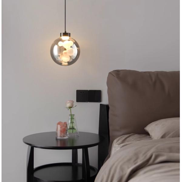 Italian minimalist bedroom bedside chandelier modern simple light luxury high-end glass bar restaurant entrance hanging line lamp