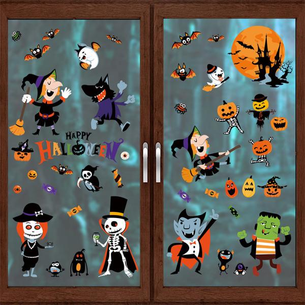 Customization Halloween Party Sticker Witch Pumpkin Electrostatic Window