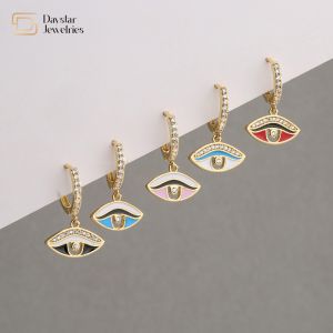 Zircon stone Evil Eye Earrings Colorful Enamel Diamond For Women