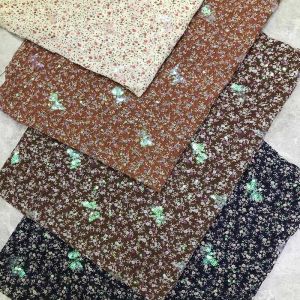 Floral Chiffon Embroidered Print Sequin Fabric Polyester Glitter