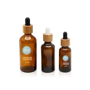 China Personal care bamboo Amber Oil Dropper Glass Bottle on sale