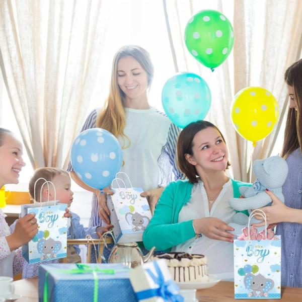 CMYK 4 Color Offset Printing Small Blue Party Shopping Tote Kraft Paper Bag for Kids