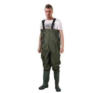 Quality S-XXL FW002 Nylon PVC Coated Anti-slip Boot Waterproof Siamese Waders for Fishing for sale