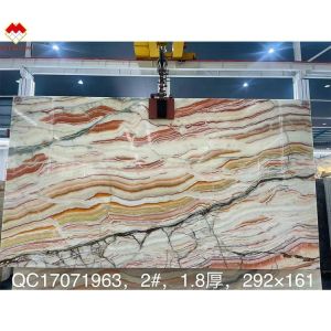 Translucent Rainbow Onyx Stone for Villa Background CNF Polished Red Dragon Onyx