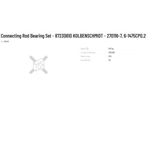 KS Connecting Rod Bearing Set 87230610 KOLBENSCHMIDT 270116-7 6-1475CP0.25