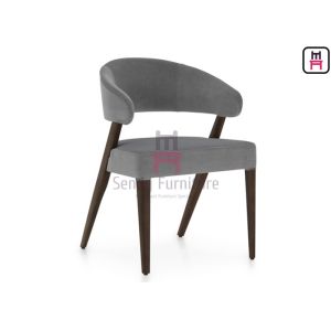 China Enveloping Backrest Open Back Armrest Wood Restaurant Chair Gray Velvet on sale