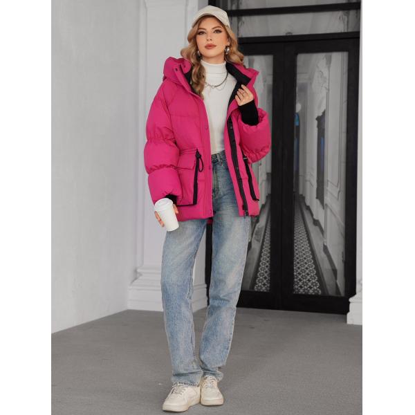 Short Length Thickened Down / Cotton Jacket Trendy Loose Style With Down Filling, modern models, bright colours, oversize, nice length, hooked women coats