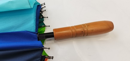 Natural Wood Umbrella With Fiberglass Ribs Auto Open 23 inches 16 Panels Color Umbrella