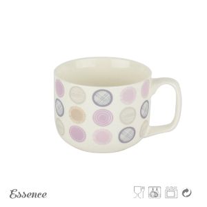 Large Capacity White Large Fine Bone China Mugs 12 Oz Microwave Safe