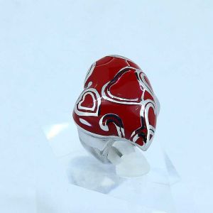 stainless steel heart shape ring with enemal LRX09
