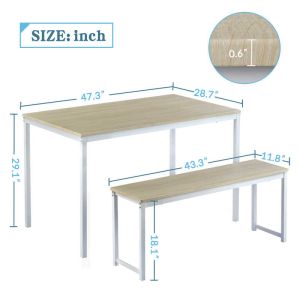 47.3" L 3 Piece Dining Room Table And Chair Set With Two Benches