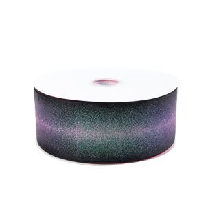 Wide Black Glitter Ribbon , Custom Printed Logo Glitter Grosgrain Ribbon