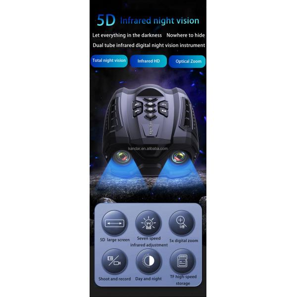 5V/1.0A Power Supply 5D Infrared Night Vision Zoom Binocular with 7-Seed Infrared Filter