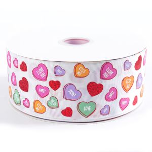 Heart Personalised Printed Ribbon 100% Polyester Material Heat Transfer Craft