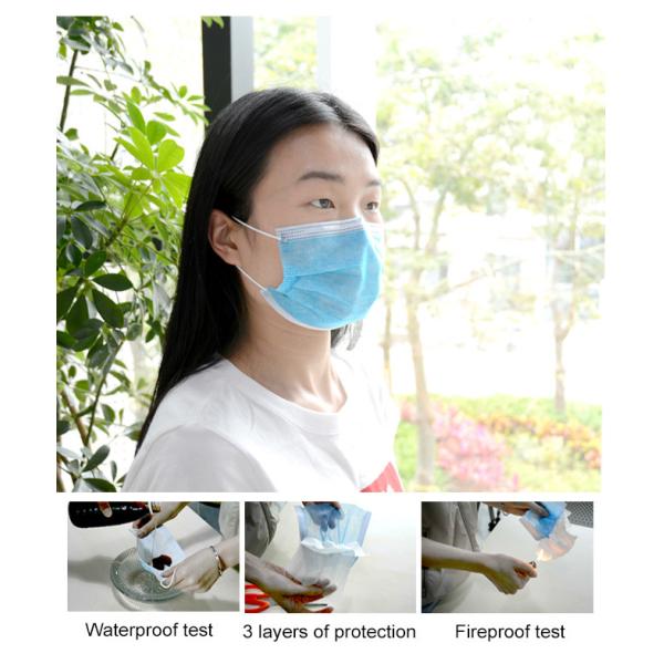 3 Ply Non Woven Dust Face Mask Disposable Earloop Anti Virus Non Irritating