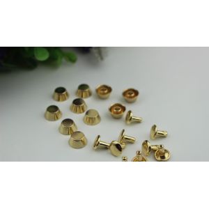 Fashion accessory plain gold color 8 mm round metal decorative rivets for
