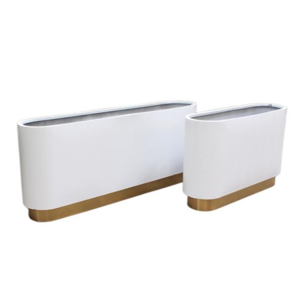 Buy Large metal white flower pots artificial curved planter boxes at wholesale prices