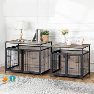 China Breathable Wood Pet Furniture Wooden Dog Crate Side Table With 3 Doors on sale