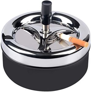 Round Push Down Smokeless Cigarette Ashtray with Spinning Tray