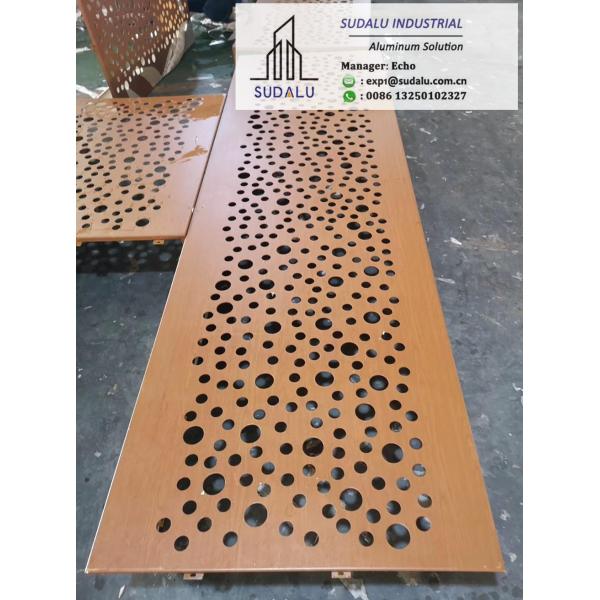 SUDALU Wooden Colour Aluminum Perforated Panel for Garden Exterior Buildings Facade Cladding Metal Panel