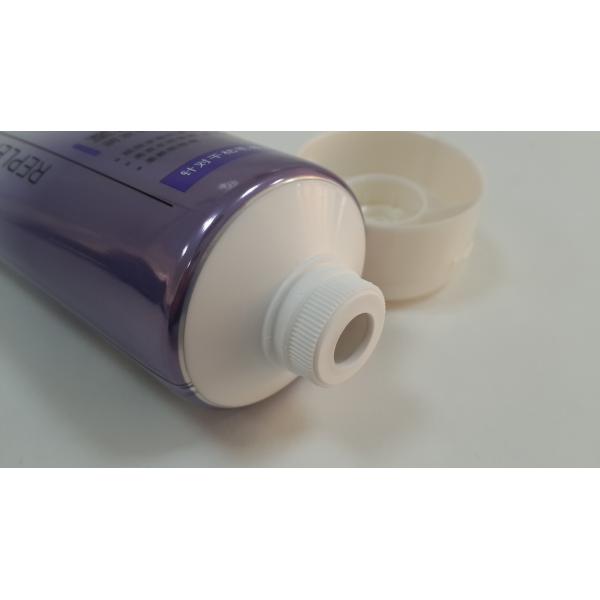 Shiny Aluminum Laminated Cosmetic Packaging Tubes White Fixed Flip On Cap 200ml
