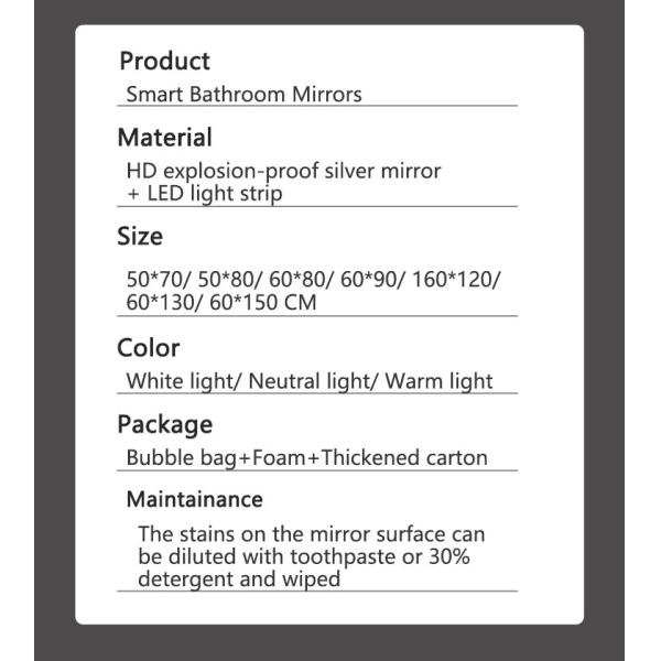 Smart LED Bathroom Vanity Mirror with Oval Bath Toilet and Luminous Lights in Silver