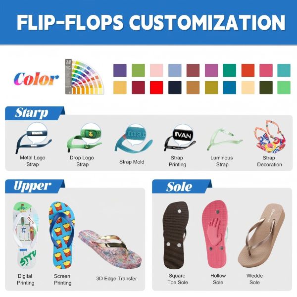 Customizable EVA PVC Women's Flip Flops Anti Slip Lightweight For Casual Outdoor