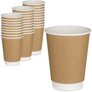 Double Wall PE Printing 14Oz Hot Coffee Disposable Cup Coating Brown Cup