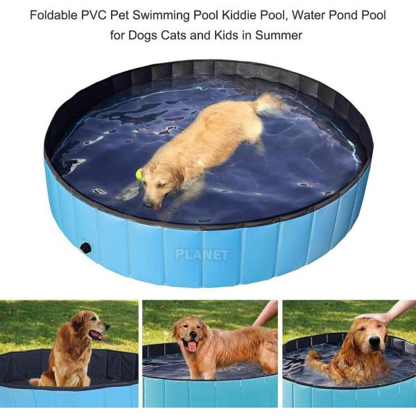 Blue 0.3cm Pvc Large Foldable Pet Wash Tub For Dog Cat Swimming